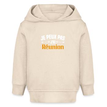 je peux pas j ai Réunion - Sweat à capuche bébé bio Stanley/Stella - écru doux - Devant