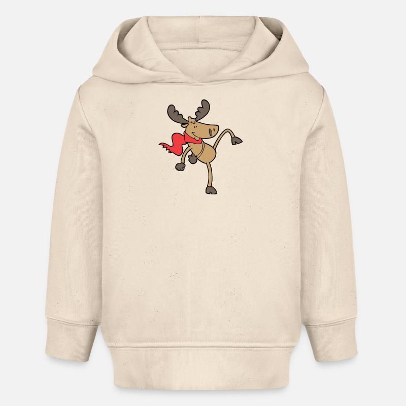 Danseuse de renne avec écharpe rouge - Sweat à capuche bébé bio Stanley/Stella - écru doux