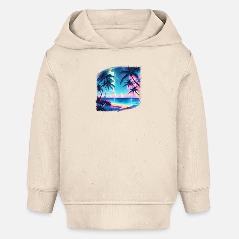 Beach Time - Sweat à capuche bébé bio Stanley/Stella - écru doux