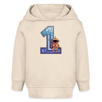 Ich bin 1 Jahr erster Geburtstag mit Roboter - Baby Organic Hoodie Baby Cruiser von Stanley/Stella - Natur - Vorne