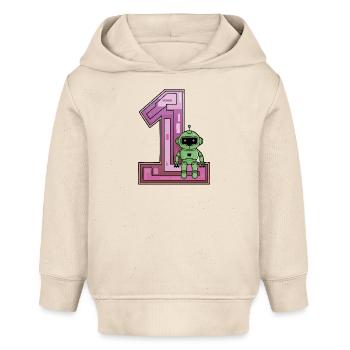 Ich bin 1 Jahr erster Geburtstag mit Roboter - Baby Organic Hoodie Baby Cruiser von Stanley/Stella - Natur - Vorne