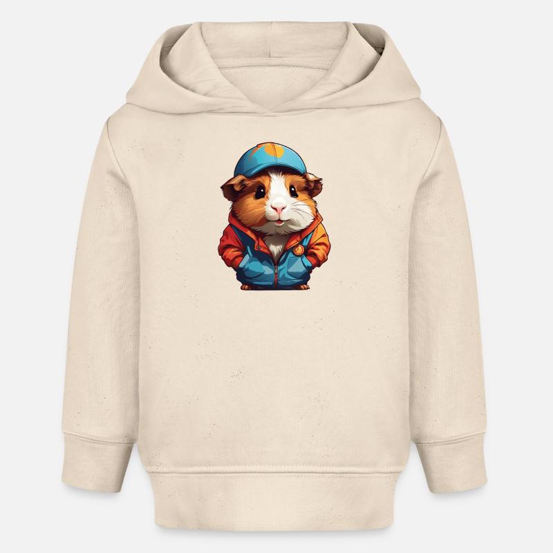 Cochon d’Inde avec chapeau - Sweat à capuche bébé bio Stanley/Stella - écru doux