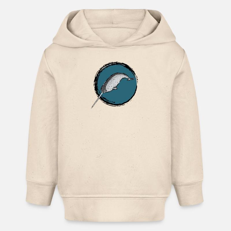 Narwal / Narwhal Design II - Sweat à capuche bébé bio Stanley/Stella - écru doux