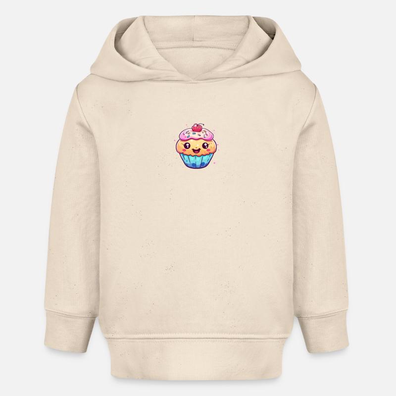 Mignon cupcake rose à la fraise - Sweat à capuche bébé bio Stanley/Stella - écru doux