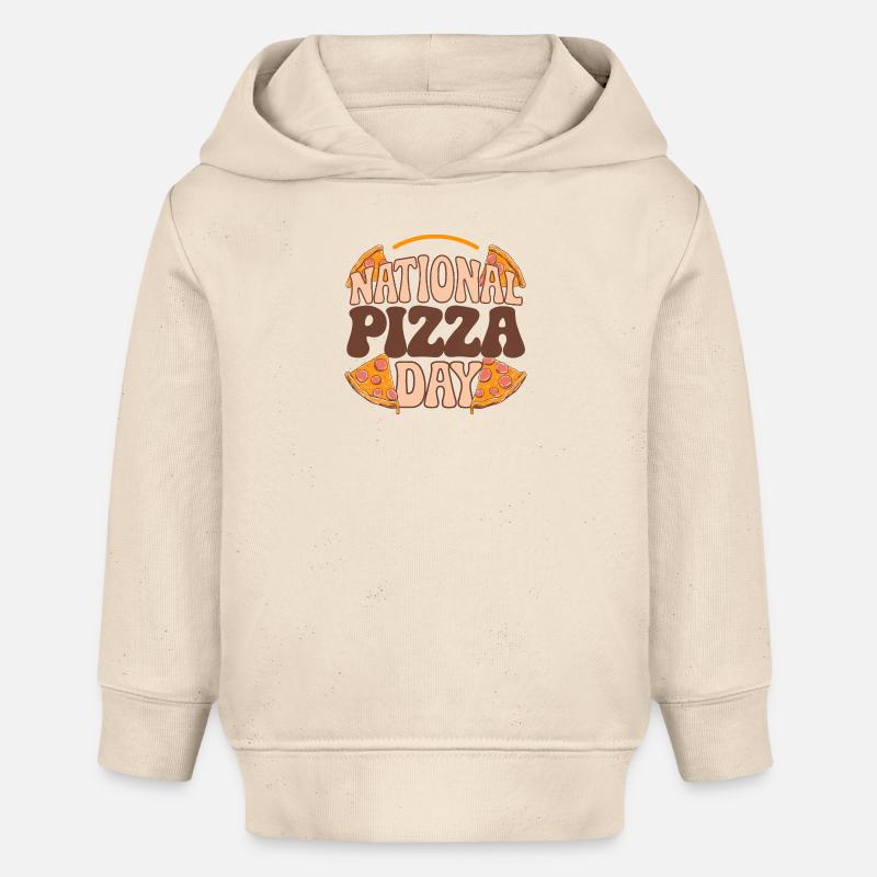 Journée nationale de la pizza 2025 pizza day gift - Sweat à capuche bébé bio Stanley/Stella - écru doux