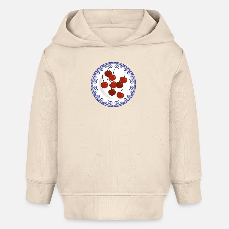 cerises sur assiette vintage - Sweat à capuche bébé bio Stanley/Stella - écru doux