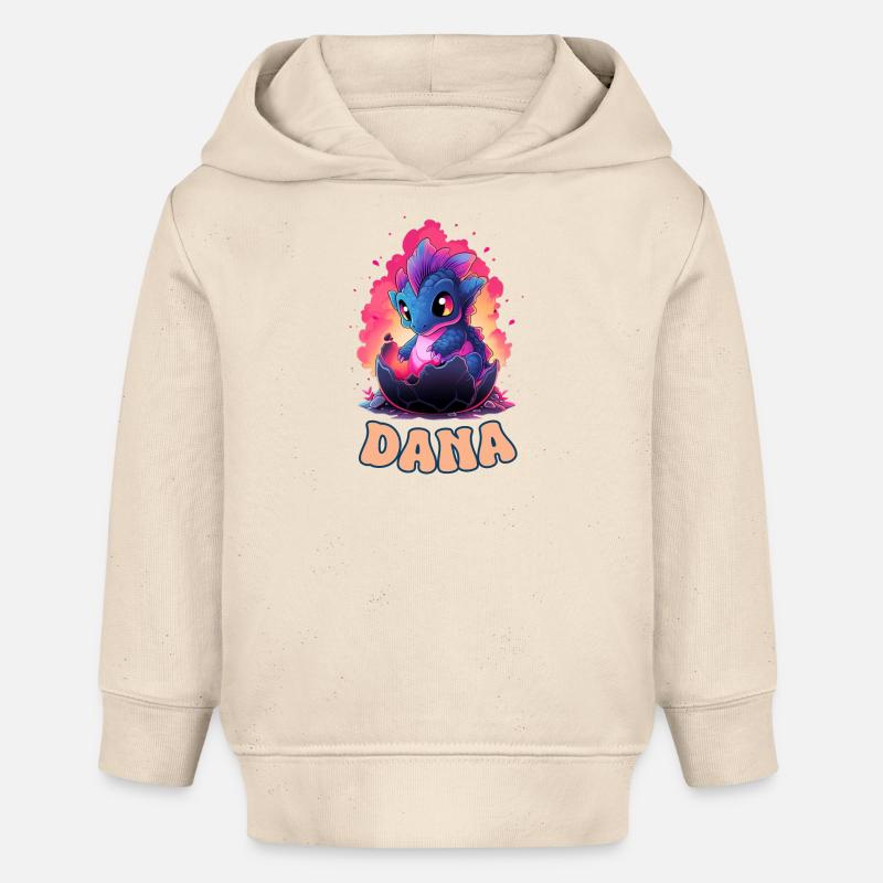 Dana - Nom - Dragon - Sweat à capuche bébé bio Stanley/Stella - écru doux