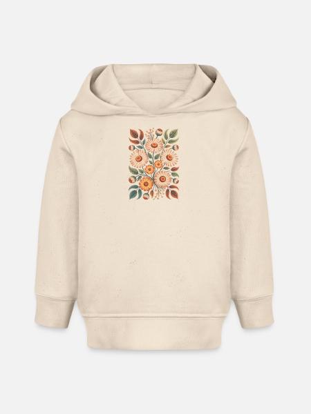 Blumenmuster in Naturfarben - Baby Organic Hoodie Baby Cruiser von Stanley/Stella - Natur