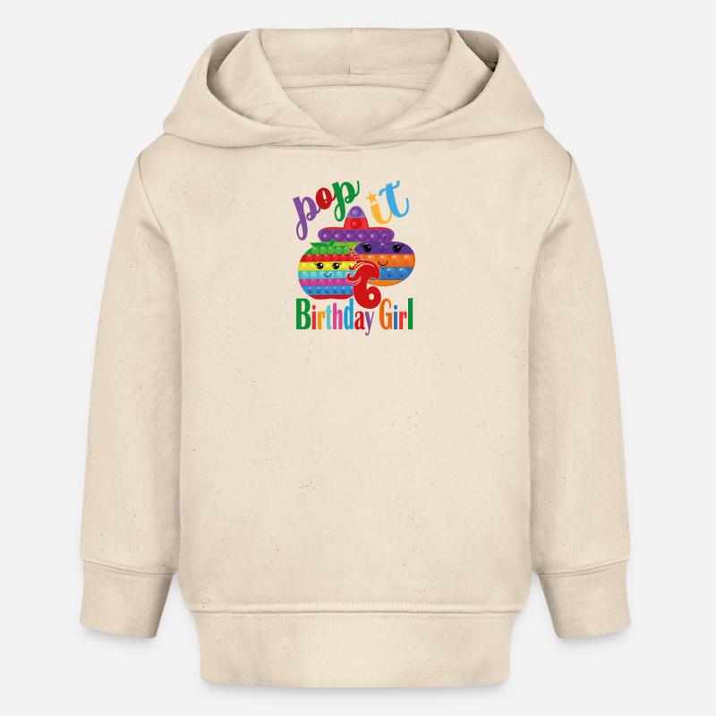 pop it Fille d’anniversaire 6 - Sweat à capuche bébé bio Stanley/Stella - écru doux
