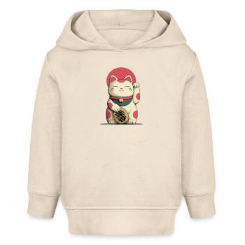 Maneki-Neko Chat Chanceux - Sweat à capuche bébé bio Stanley/Stella - écru doux - Devant