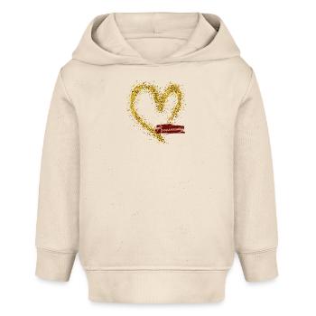 Illustration de l’anniversaire de l’éclat de cœur d’or - Sweat à capuche bébé bio Stanley/Stella - écru doux - Devant