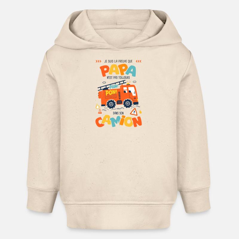 naissance grossesse bébé papa pompier - Sweat à capuche bébé bio Stanley/Stella - écru doux