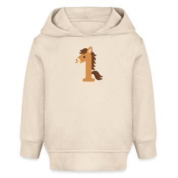 Erster Geburtstag Pferd als Zahl 1 - Baby Organic Hoodie Baby Cruiser von Stanley/Stella - Natur - Vorne