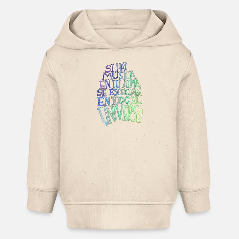 Musique dans votre âme - Phrase à l’aquarelle - Sweat à capuche bébé bio Stanley/Stella - écru doux