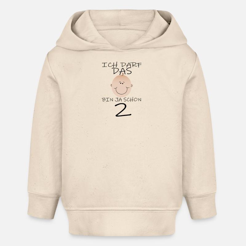 2e anniversaire garçon - Sweat à capuche bébé bio Stanley/Stella - écru doux