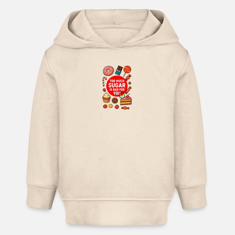 Avertissement sur l’excès de sucre - Sweat à capuche bébé bio Stanley/Stella - écru doux