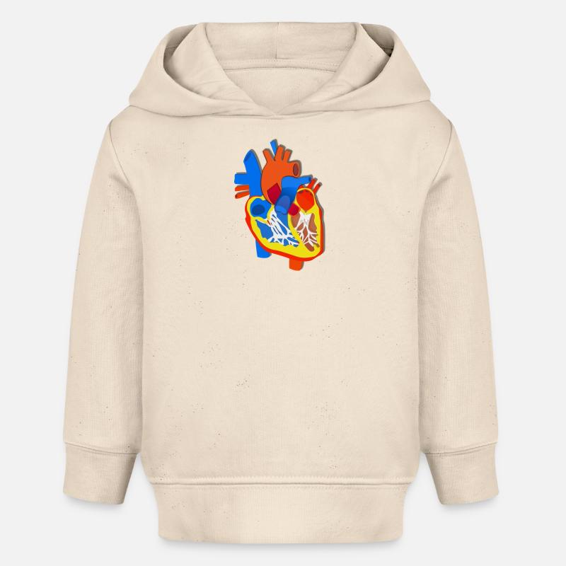 Illustration d’anatomie du cœur coloré - Sweat à capuche bébé bio Stanley/Stella - écru doux