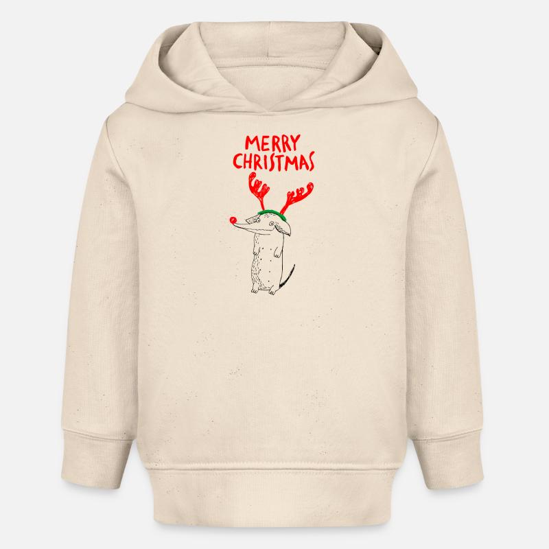 Joyeux Noël Chien - Sweat à capuche bébé bio Stanley/Stella - écru doux