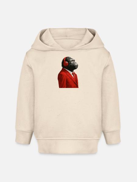 Gorilla im Anzug mit Kopfhörern - Baby Organic Hoodie Baby Cruiser von Stanley/Stella - Natur