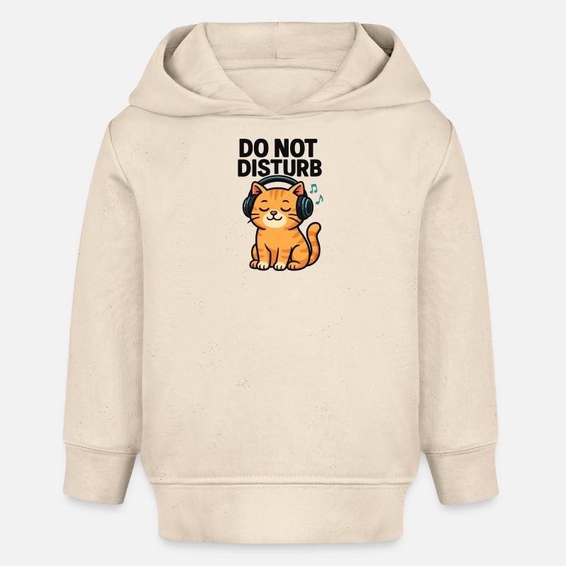 Mode sommeil Cat DJ avec casque - Sweat à capuche bébé bio Stanley/Stella - écru doux