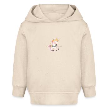 Anette! Design fleur de licorne, personnalisable - Sweat à capuche bébé bio Stanley/Stella - écru doux - Devant