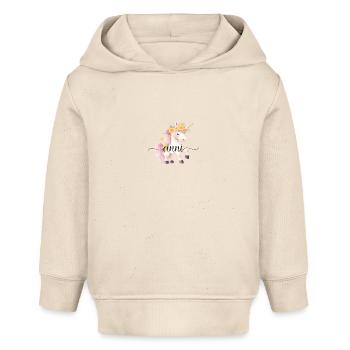 Anni! Unicorn flower design, customizable - Baby Organic Hoodie by Stanley/Stella - soft Ecru - Front