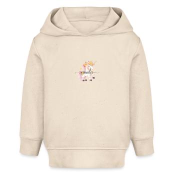 Camilla! Design fleur de licorne, personnalisable - Sweat à capuche bébé bio Stanley/Stella - écru doux - Devant