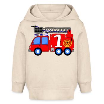 Brandweerwagen 1e verjaardag kinderen - Baby hoodie biologisch Stanley/Stella - zacht ecru - Voor