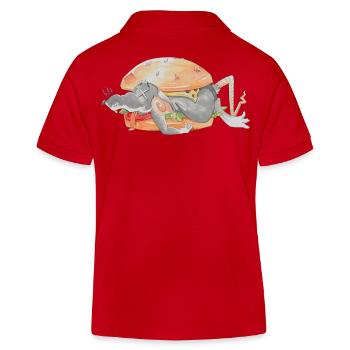 Ratfoodz' I can haz Ratzburger (Backprint) @ Ratz - Kinder Organic Poloshirt Mini Sprinter von Stanley/Stella - Rot - Hinten