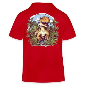 Dinosaurier im Dschungel - Kinder Organic Poloshirt Mini Sprinter von Stanley/Stella - Rot - Hinten