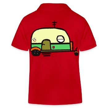 Wohnwagen Wohnmobil Anhänger Urlaub Camping Tour - Kinder Organic Poloshirt Mini Sprinter von Stanley/Stella - Rot - Hinten