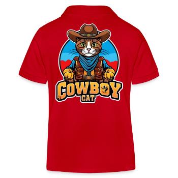 chat, chat cowboy, country - Polo enfant bio Stanley/Stella - rouge - Dos