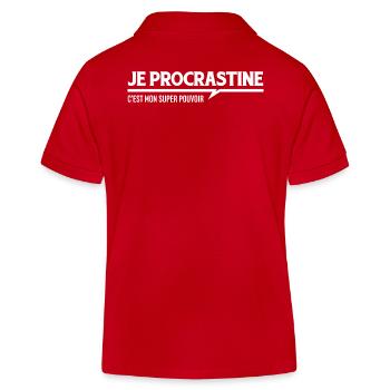 Je procrastine c'est mon super pouvoir - Polo enfant bio Stanley/Stella - rouge - Dos