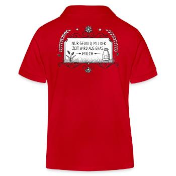 Nur Geduld - mit der Zeit wird aus Gras Milch - Kinder Organic Poloshirt Mini Sprinter von Stanley/Stella - Rot - Hinten