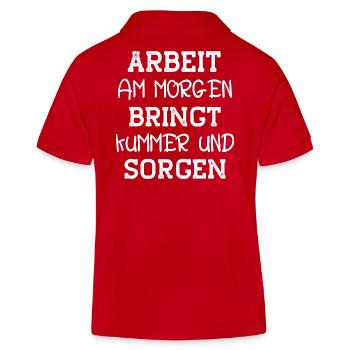 Arbeit lustige Sprüche morgens müde faul schlafen - Kinder Organic Poloshirt Mini Sprinter von Stanley/Stella - Rot - Hinten