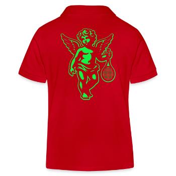 Tennis Shirt Engelputte Retro Renaissance neongrün - Kinder Organic Poloshirt Mini Sprinter von Stanley/Stella - Rot - Hinten