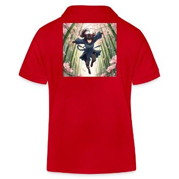Bamboo heroine in the cherry blossom path - Kids Organic Polo Shirt by Stanley/Stella - red - Back