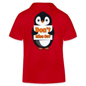 Pingouin avec le panneau Ne manquez pas - Polo enfant bio Stanley/Stella - rouge - Dos