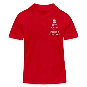 Keep Calm Cupcake - Kinder Organic Poloshirt Mini Sprinter von Stanley/Stella - Rot - Vorne
