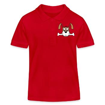 Lustiger Hund Großer Knochen Maul Mund Hunger Cool - Kinder Organic Poloshirt Mini Sprinter von Stanley/Stella - Rot - Vorne
