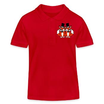 2 Füchse Freunde Zylinder Herren Monokel Brille - Kinder Organic Poloshirt Mini Sprinter von Stanley/Stella - Rot - Vorne