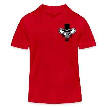 M. Souris chapeau haut de forme monocle lunettes riche M. - Polo enfant bio Stanley/Stella - rouge - Devant