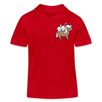 2 Hase Vogel Pferd reiten Reiter Pferdchen winken - Kinder Organic Poloshirt Mini Sprinter von Stanley/Stella - Rot - Vorne