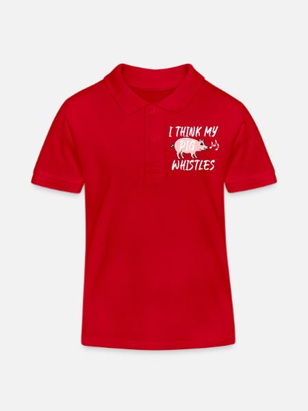 I think my pig whistles - Kids Organic Polo Shirt by Stanley/Stella - red