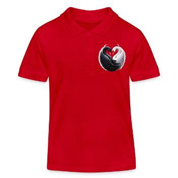 Elegant swans forming a heart together. - Kids Organic Polo Shirt by Stanley/Stella - red - Front