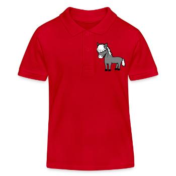 Horse Bob Hair Hairstyle Pony Foal Cute Comic - Kids Organic Polo Shirt by Stanley/Stella - red - Front