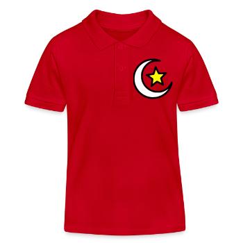 Croissant de Lune et Étoile | Symbole islamique au trait - Polo enfant bio Stanley/Stella - rouge - Devant