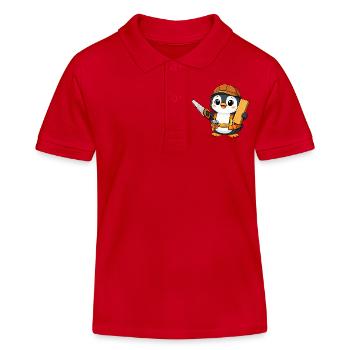 Pingouin, Artisan, Charpentier, Charpentier, Menuisier - Polo enfant bio Stanley/Stella - rouge - Devant