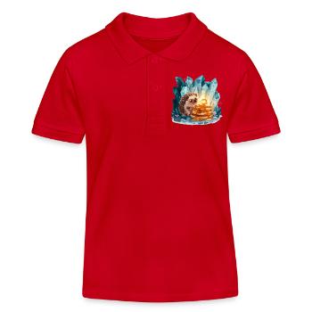 Igel mit goldenen Pfannkuchen - Kinder Organic Poloshirt Mini Sprinter von Stanley/Stella - Rot - Vorne