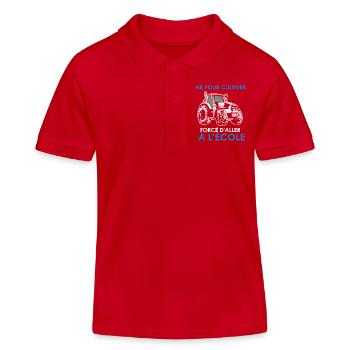 Born to farm—forced to go to school - Kids Organic Polo Shirt by Stanley/Stella - red - Front